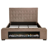 Senna Upholstered Eastern King Audio Flame Visualizer Bed Brown