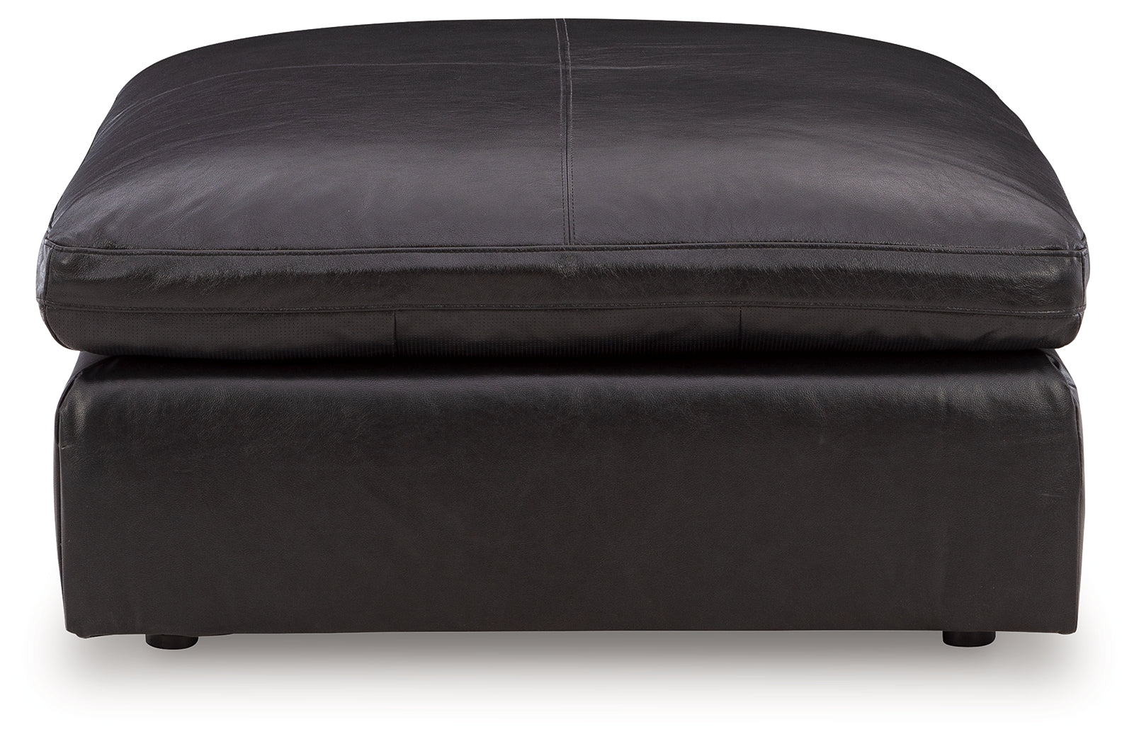 Emilia Black Leather Oversized Accent Ottoman