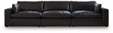 Emilia Black Leather 3-Piece Sectional Sofa