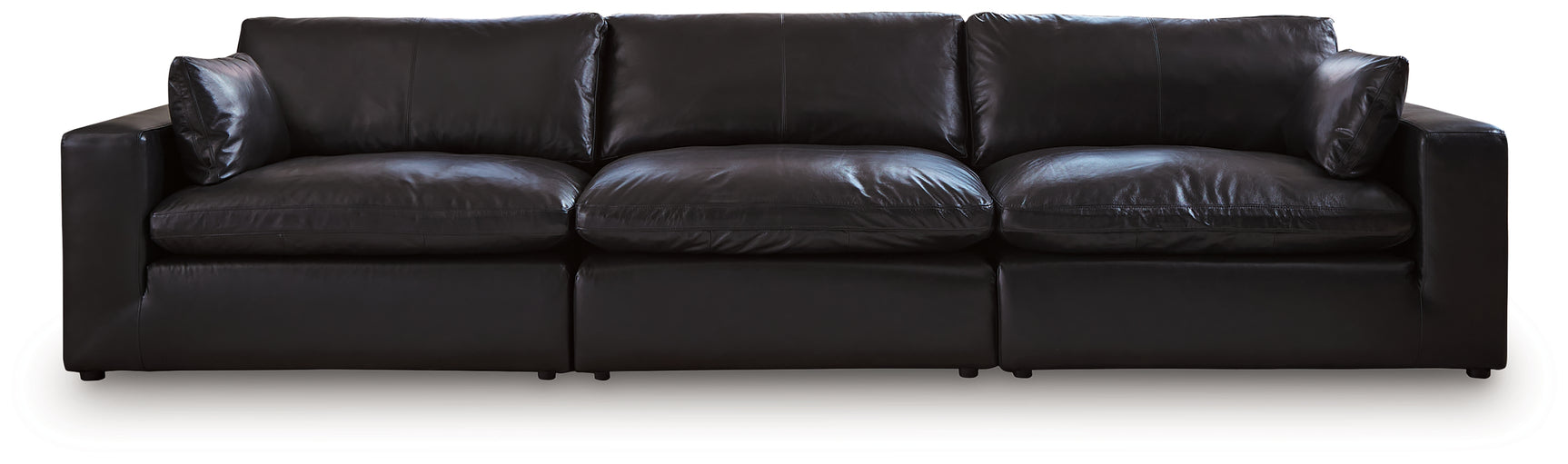 Emilia Black Leather 3-Piece Sectional Sofa