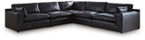 Emilia Black Leather 5-Piece Sectional