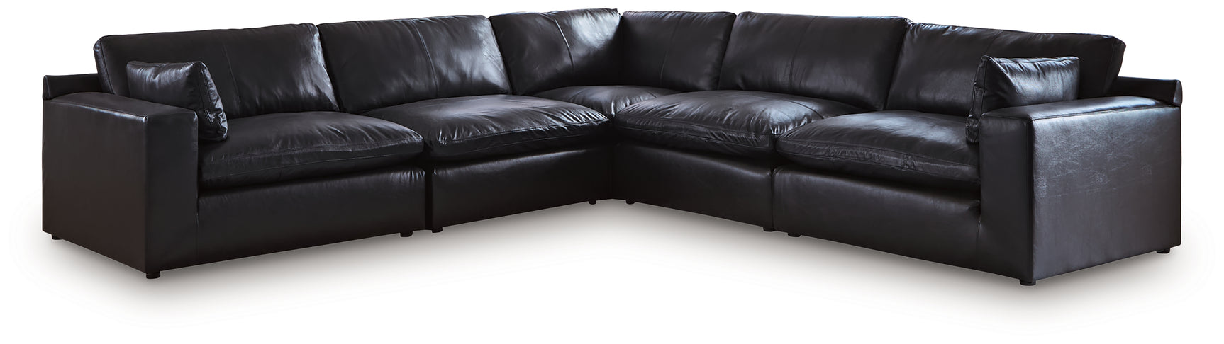 Emilia Black Leather 5-Piece Sectional