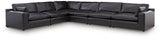 Emilia Black Leather 6-Piece Sectional