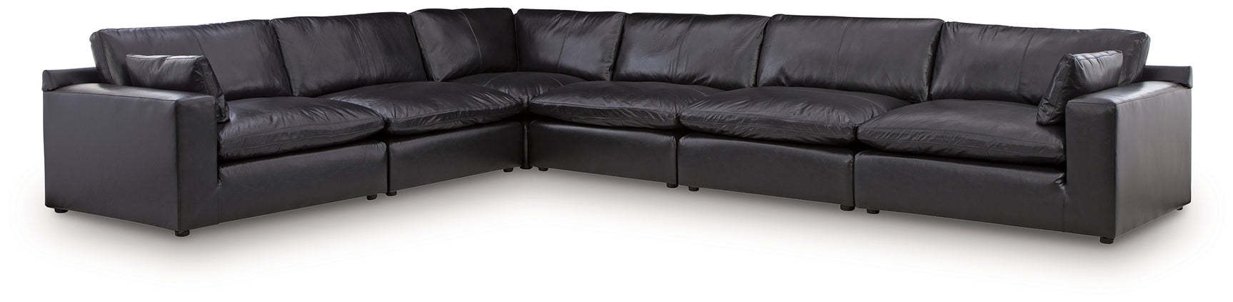 Emilia Black Leather 6-Piece Sectional