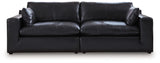 Emilia Black Leather 2-Piece Sectional Loveseat