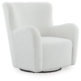 Rowenburg Cream Swivel Glider Accent Chair — angled view