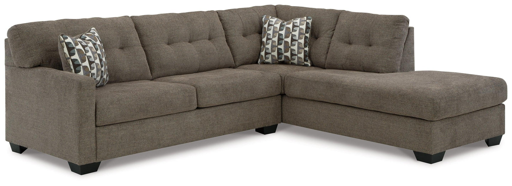 Mahoney Chocolate 2-Piece Sectional With Chaise - Ella Furniture