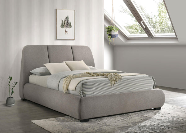 Mokena 46-inch Upholstered Queen Platform Bed Taupe