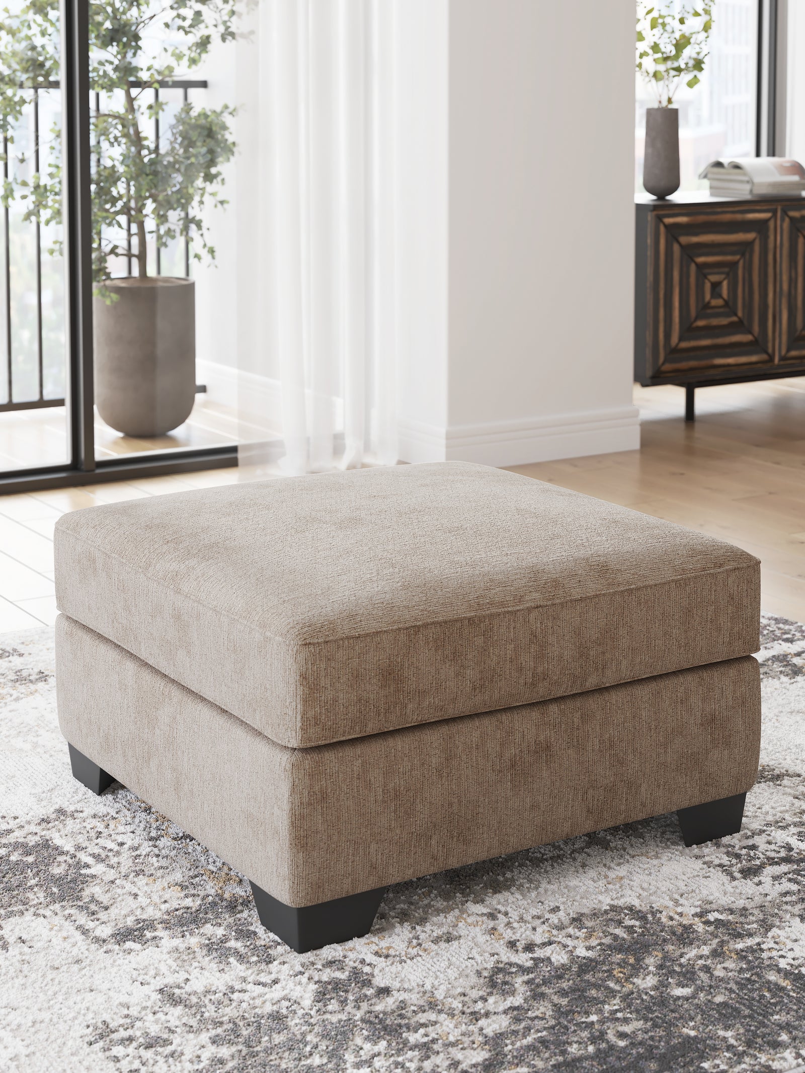 Olten Mocha Chenille Oversized Accent Ottoman