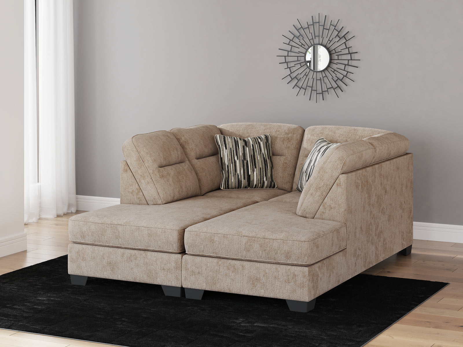 Olten Mocha Chenille 2-Piece Super Chaise
