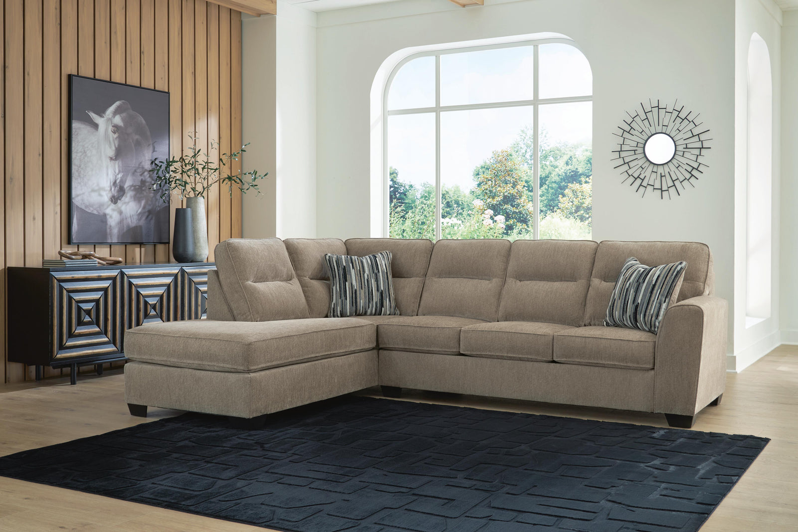 Olten Mocha Chenille 2-Piece Sectional with Chaise