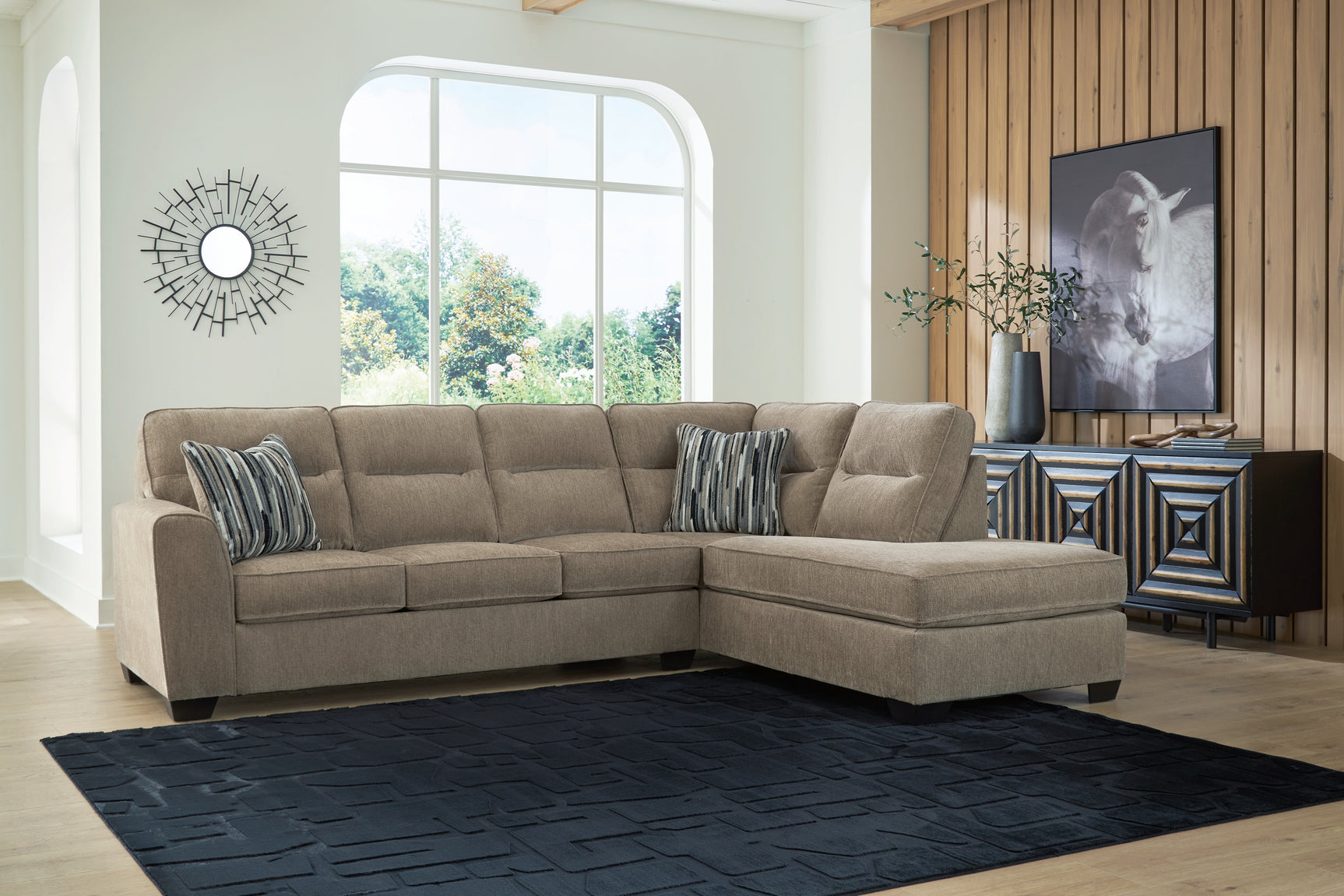 Olten Mocha Chenille 2-Piece Sectional with Chaise