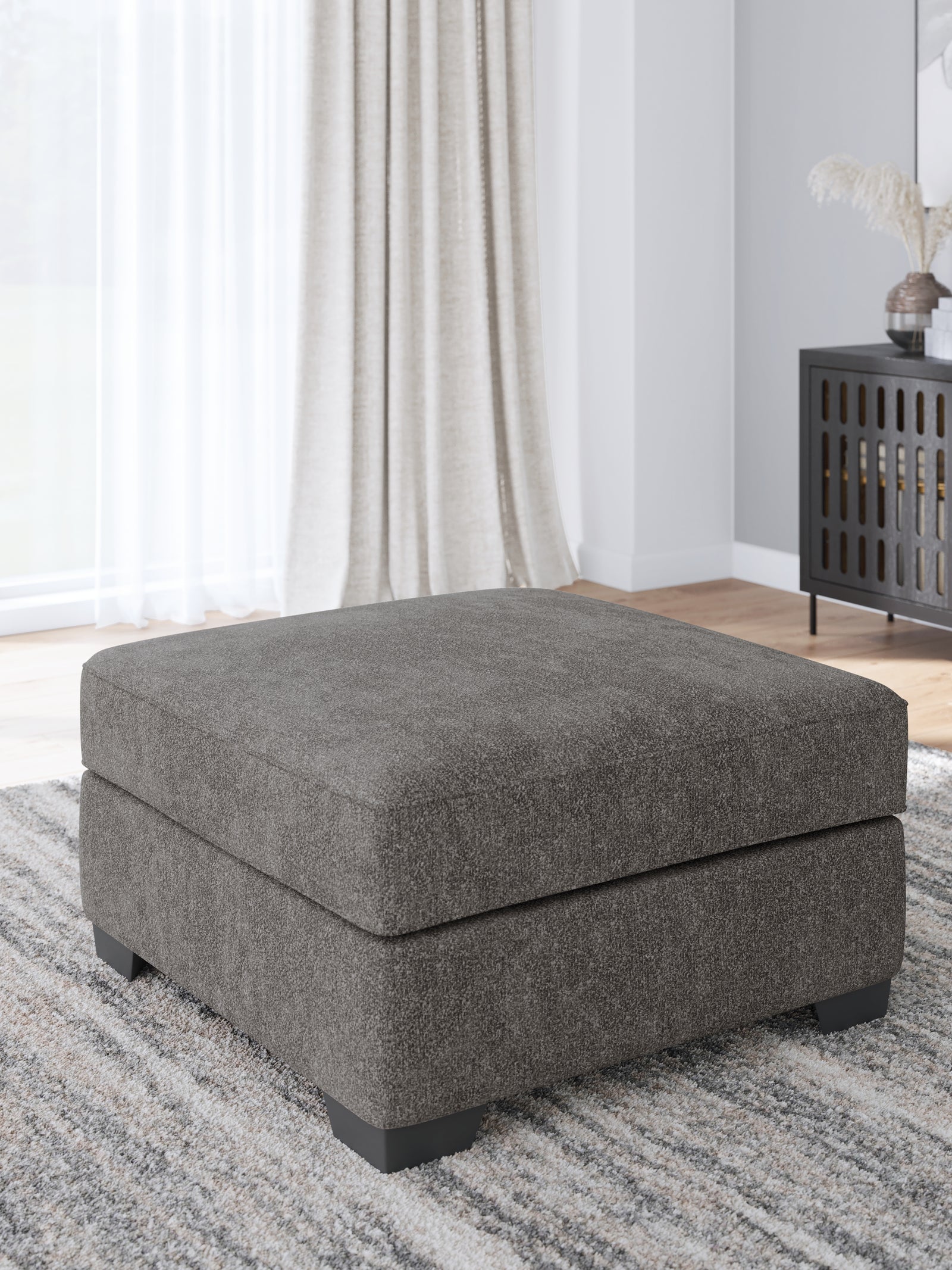 Olten Graphite Chenille Oversized Accent Ottoman