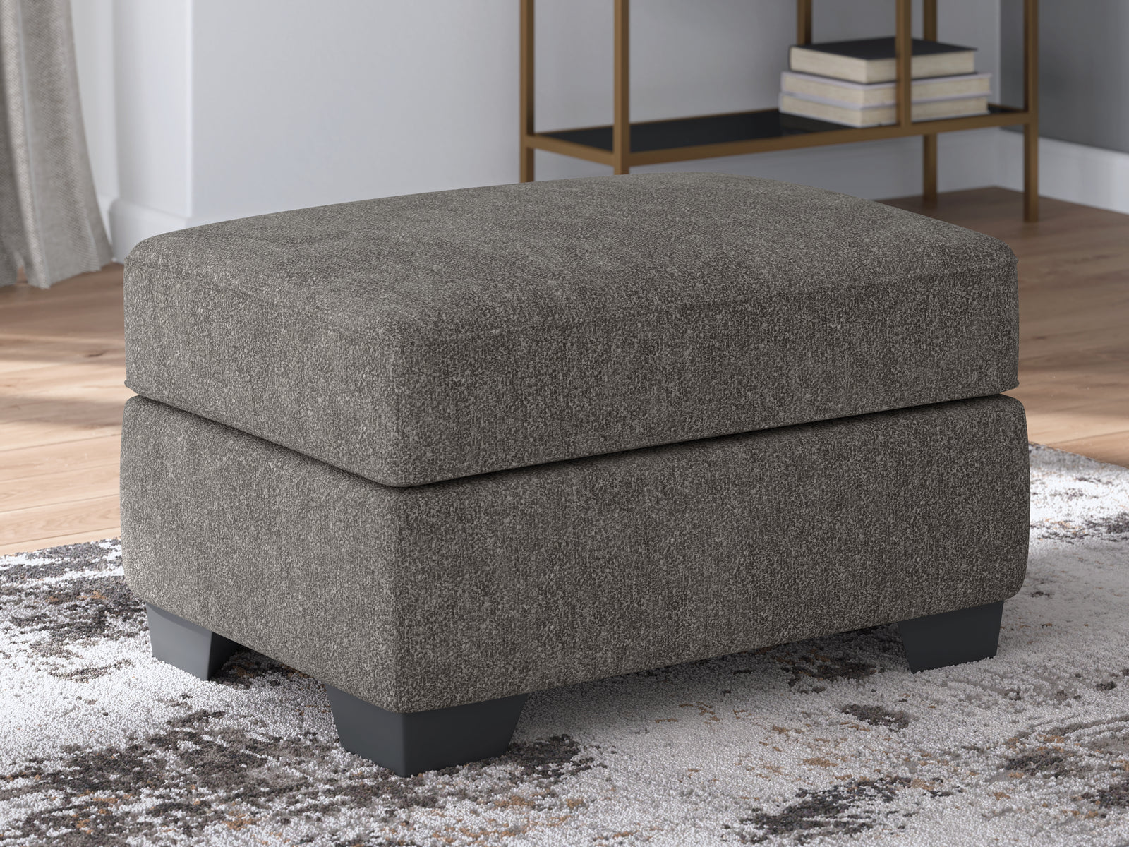 Olten Graphite Chenille Ottoman