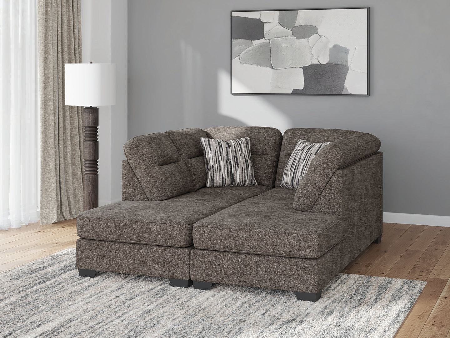 Olten Graphite Chenille 2-Piece Super Chaise