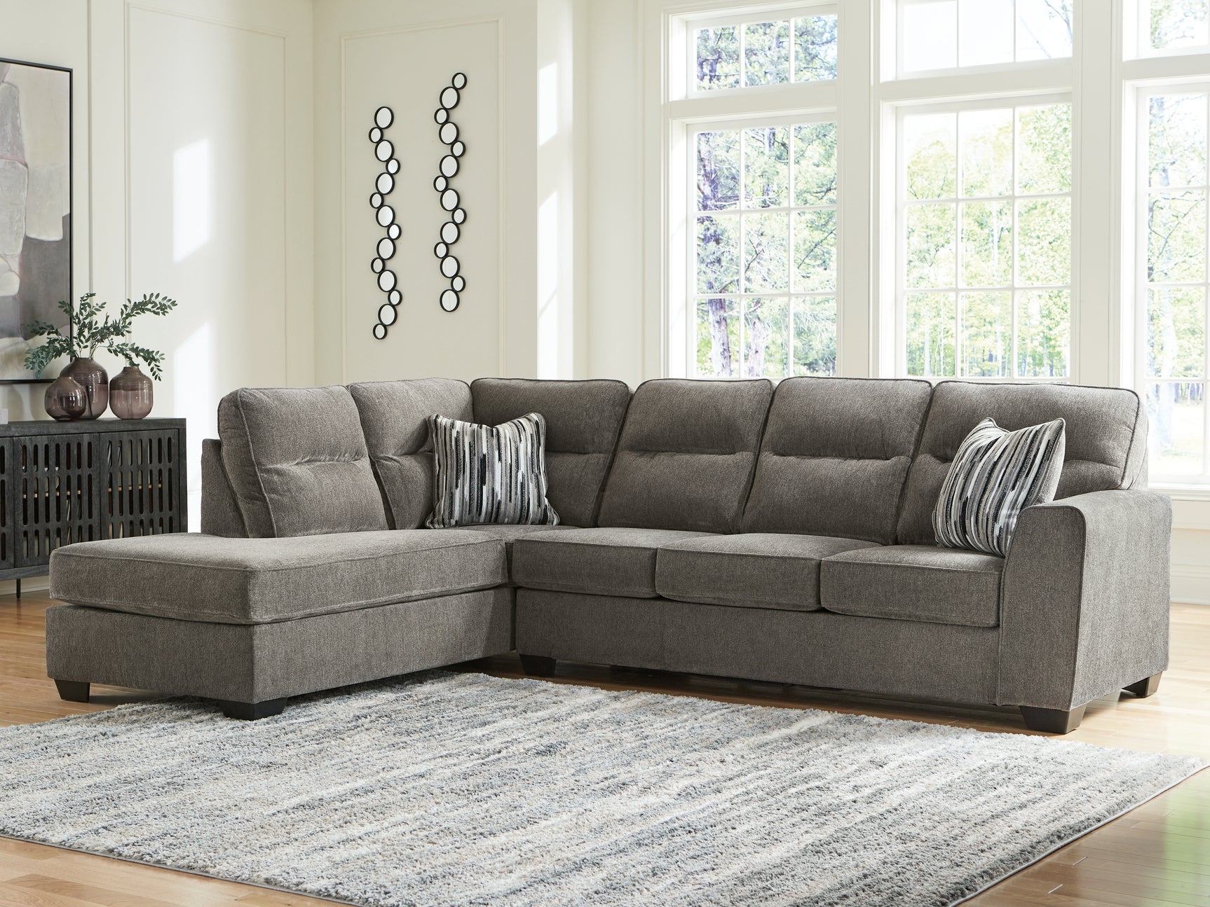 Olten Graphite Chenille 2-Piece Sectional with Chaise