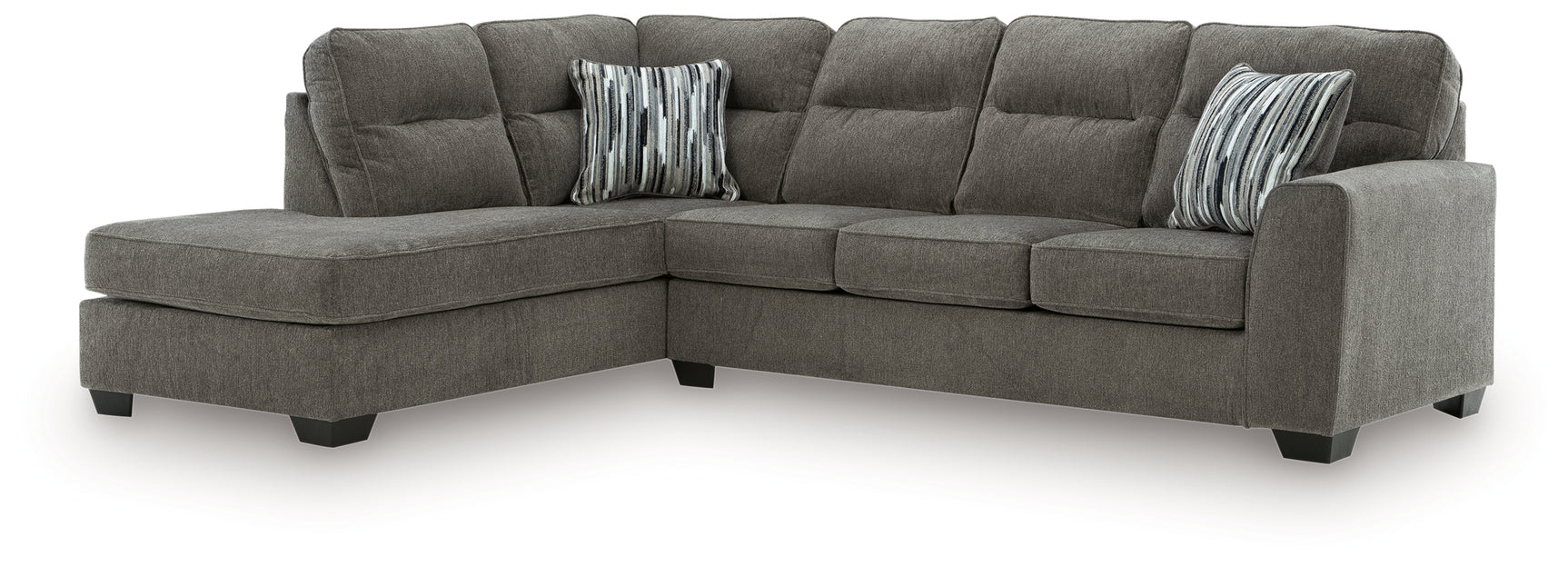 Olten Graphite Chenille 2-Piece Sectional with Chaise
