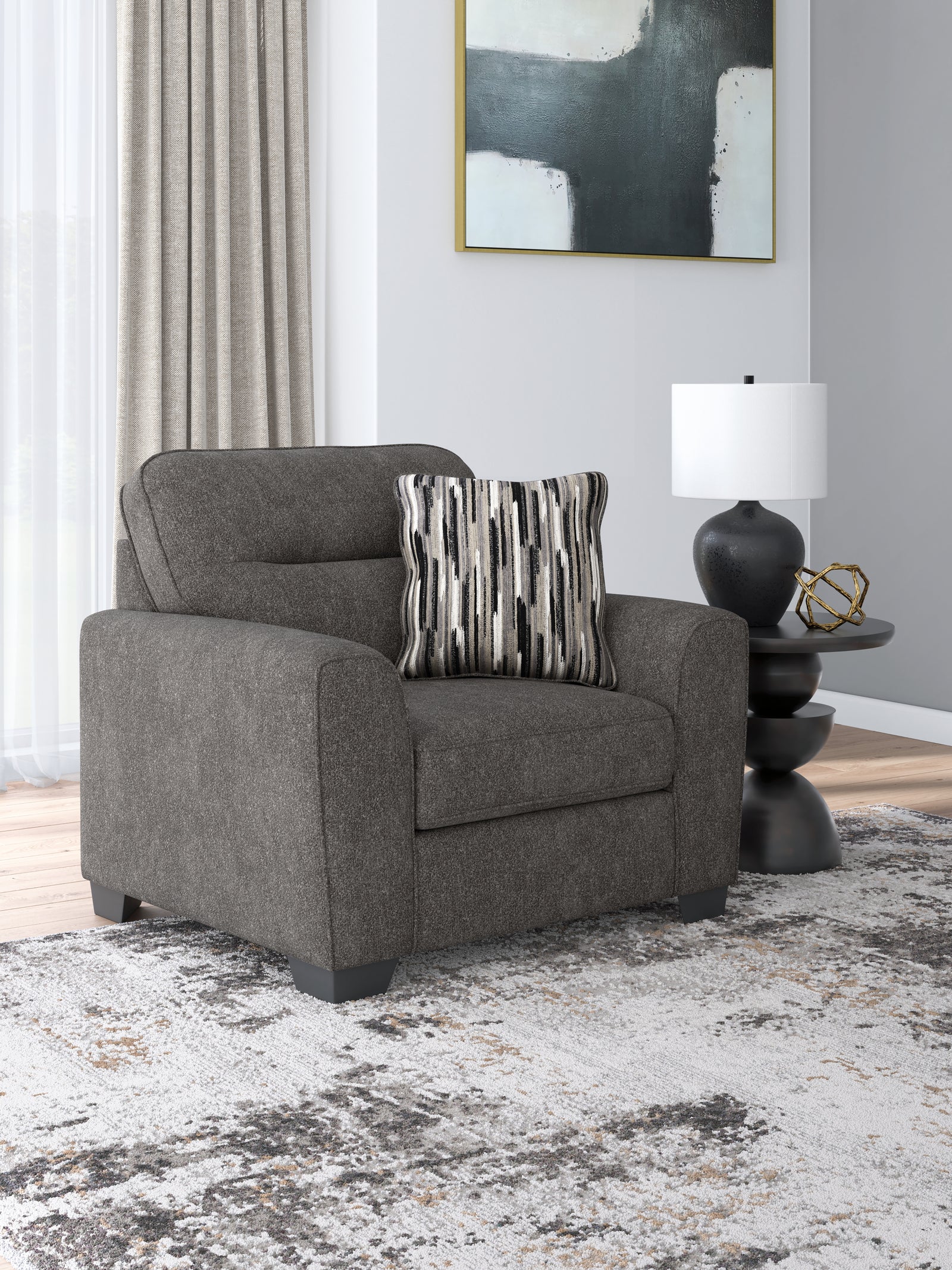Olten Graphite Chenille Oversized Chair
