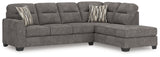 Olten Graphite Chenille 2-Piece Sectional with Chaise