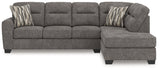 Olten Graphite Chenille 2-Piece Sectional with Chaise