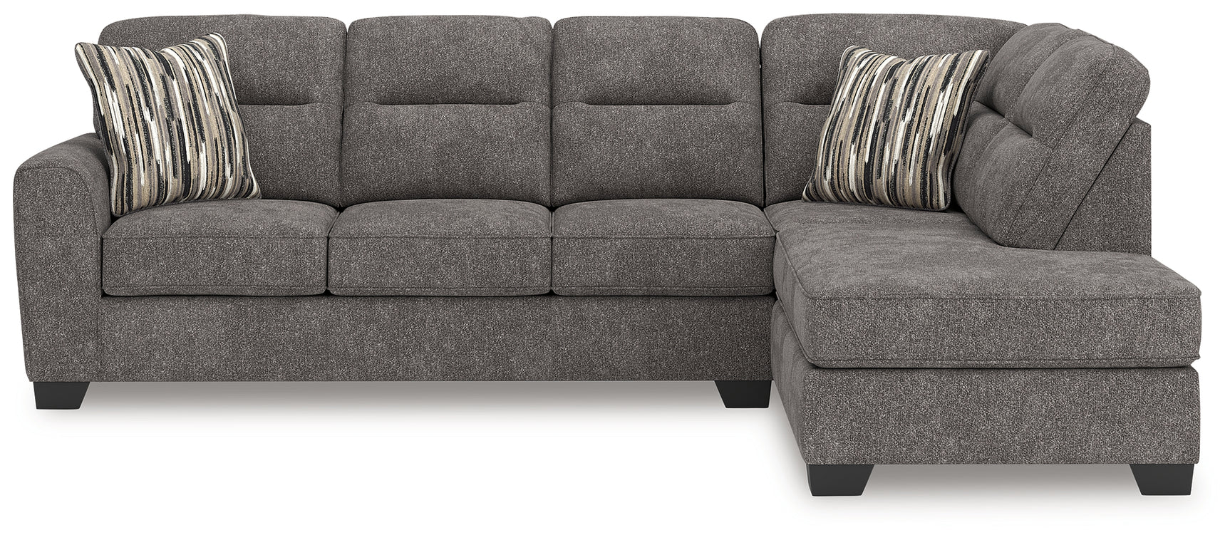 Olten Graphite Chenille 2-Piece Sectional with Chaise