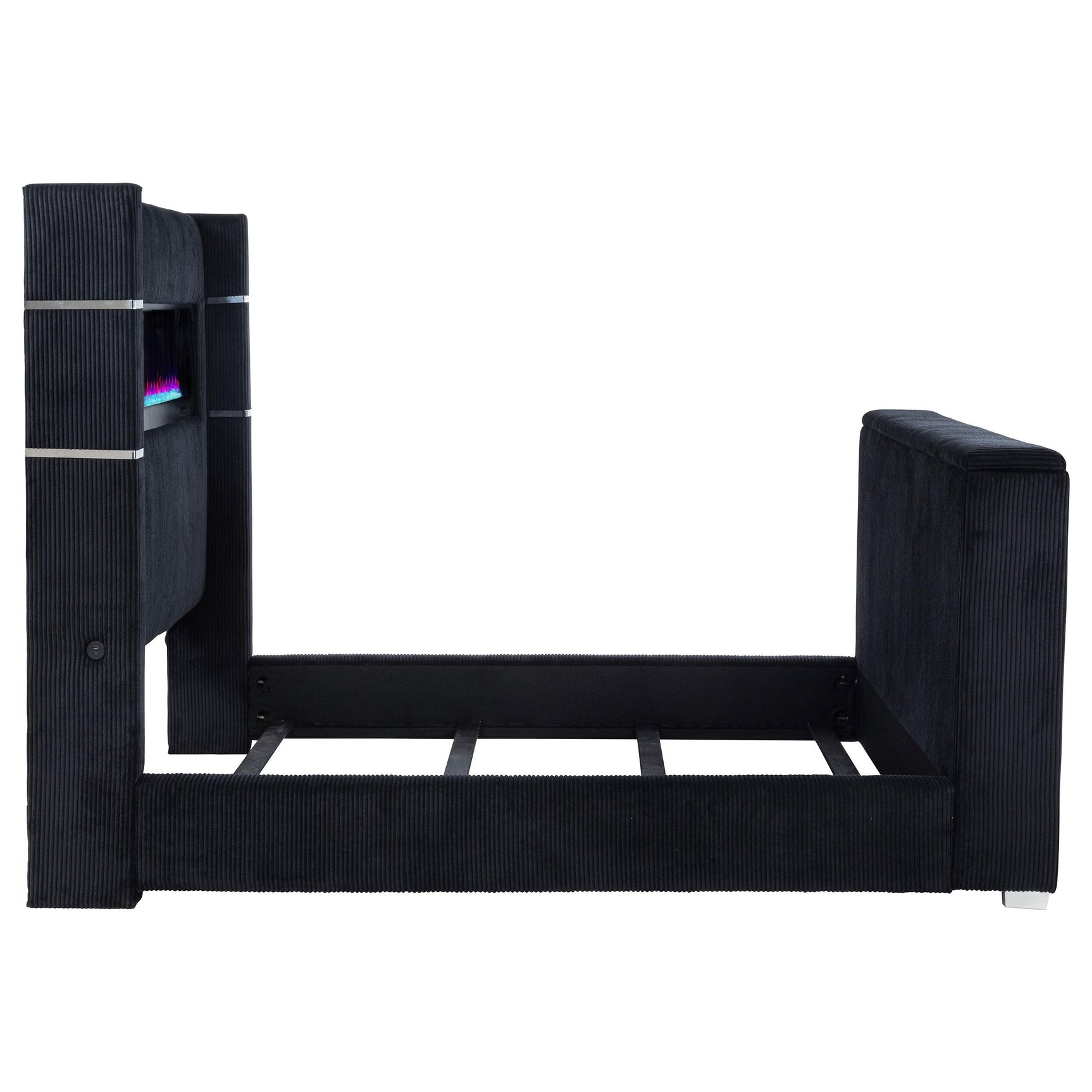 Tisdall Eastern King Flame Visualizer Wingback TV Bed Black