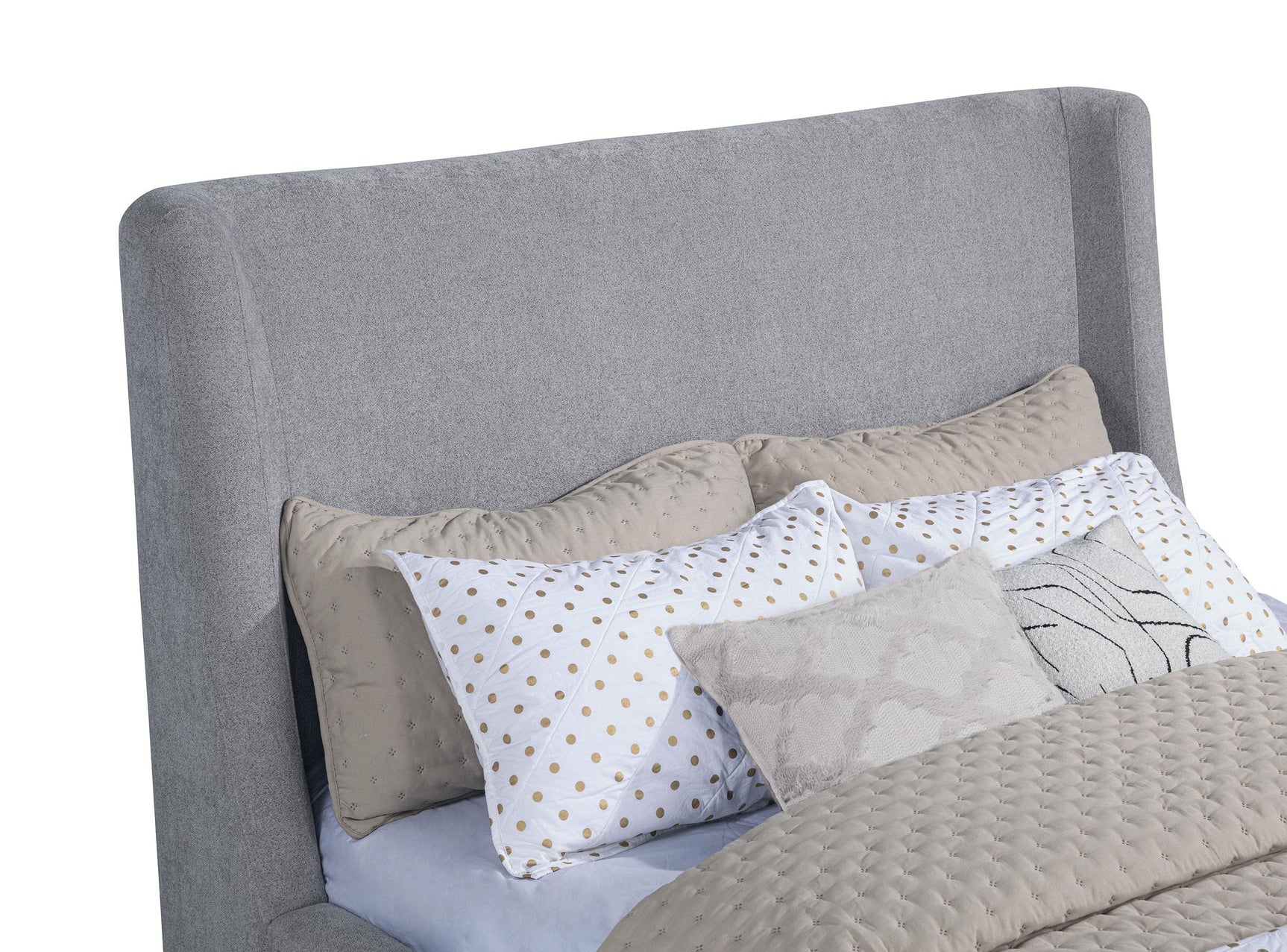 Rennes Upholstered Queen Wingback Platform Bed Grey