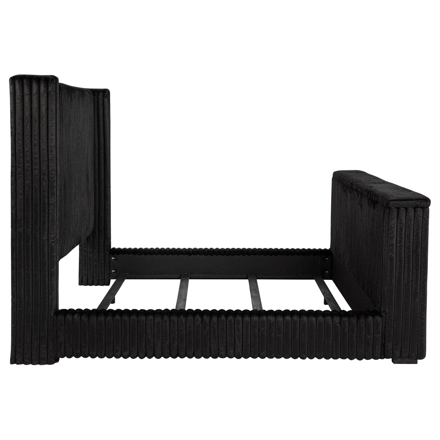 Centergrove Upholstered Eastern King Wingback TV Bed Black