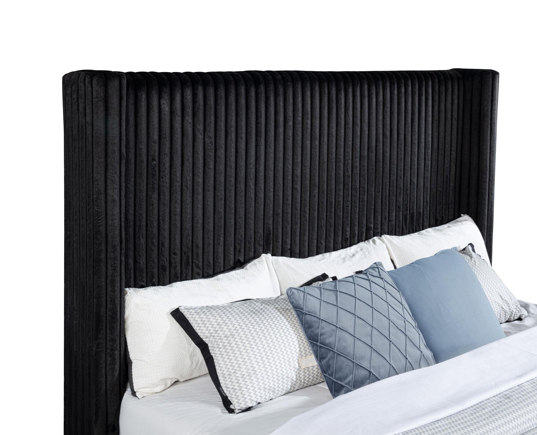 Centergrove Upholstered Eastern King Wingback TV Bed Black