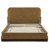 Baldacci Upholstered Eastern King Platform Bed Curry and Walnut