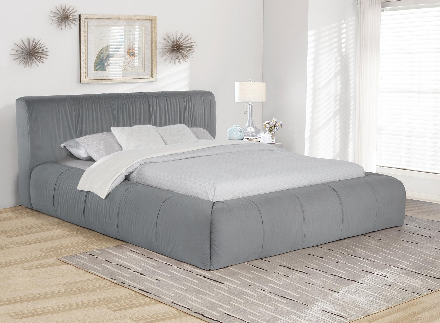 Wilshire Upholstered King Platform Bed Grey