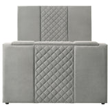 Tara 61-inch Upholstered Queen Panel TV Bed Grey