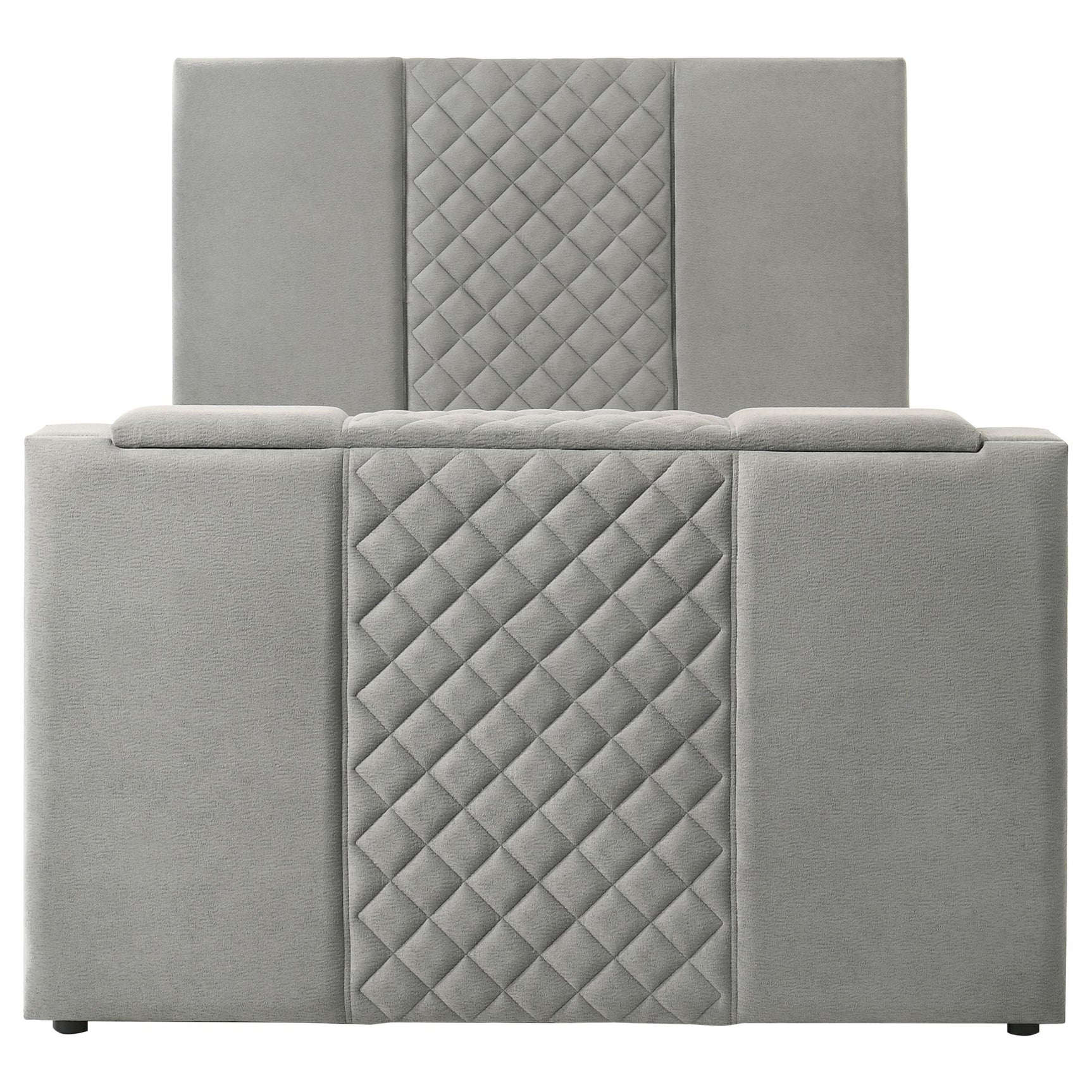 Tara 61-inch Upholstered Queen Panel TV Bed Grey
