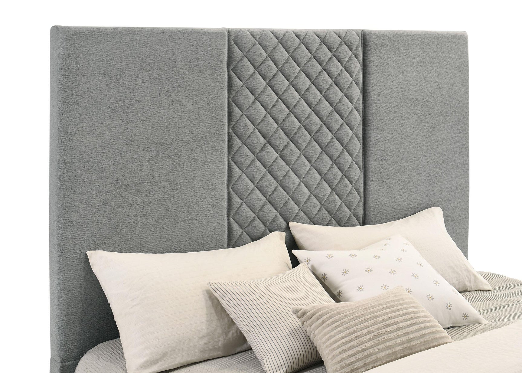 Tara 61-inch Upholstered Queen Panel TV Bed Grey