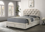 Marianna 4-drawer Upholstered Eastern King Storage Bed Cream