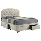 Marianna 4-drawer Upholstered Eastern King Storage Bed Cream