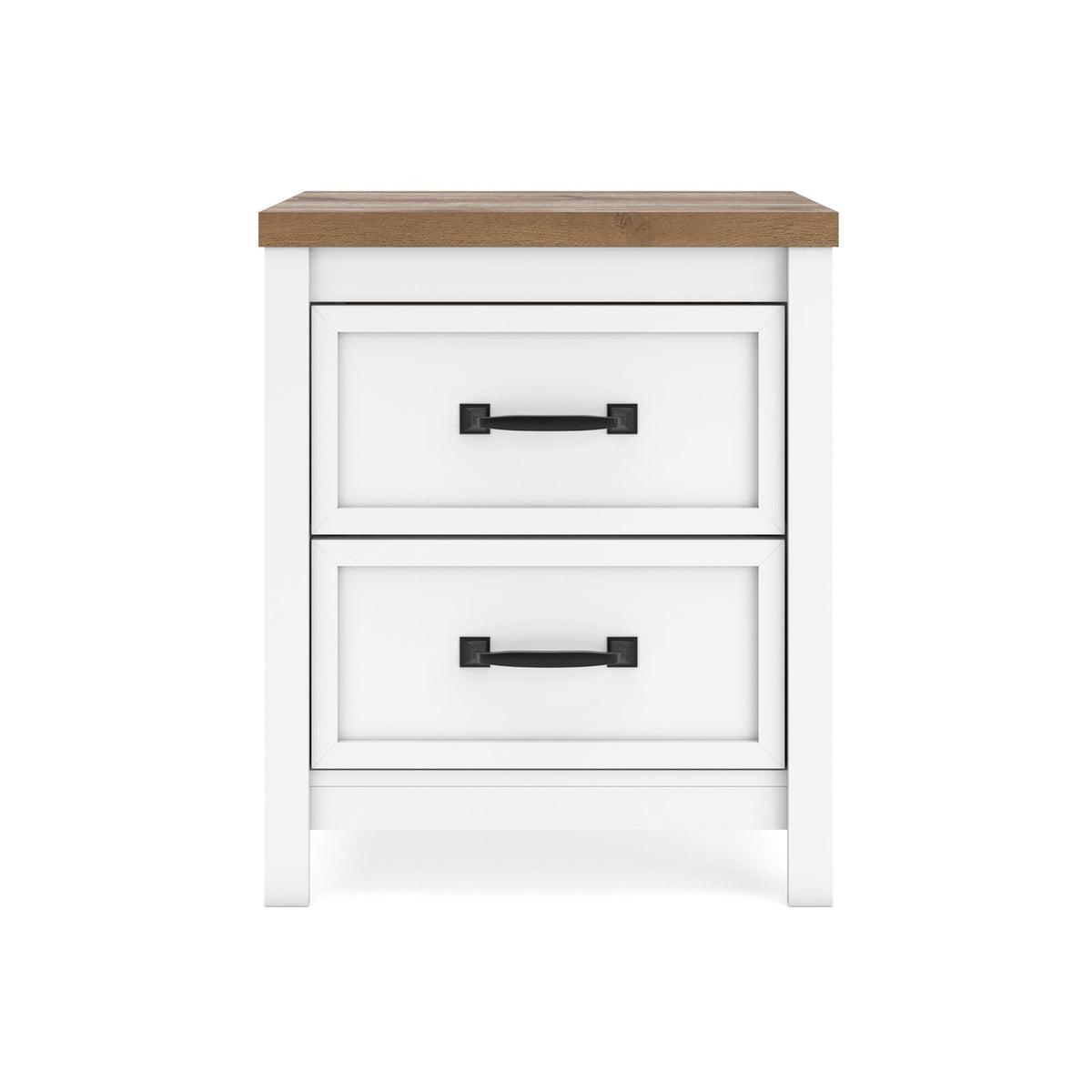 Kerisden White/Brown Nightstand — front view