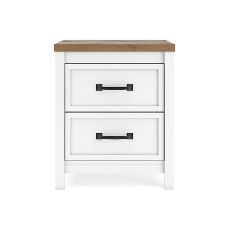 Kerisden White/Brown Nightstand — front view