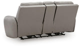 Real Moments Ash Leather Power Reclining Loveseat with Audio Seating — back view