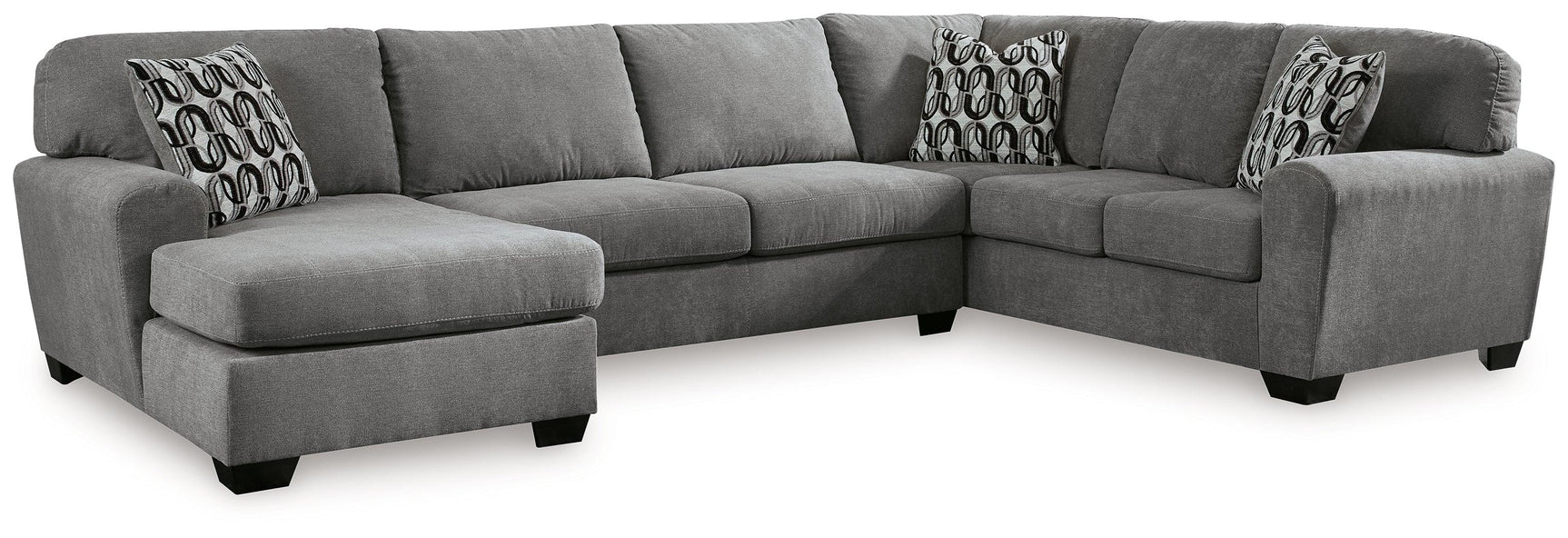 Birkdale Court Gray Chenille 3-Piece Sectional with Chaise
