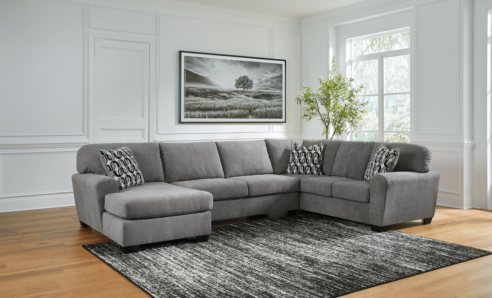 Birkdale Court Gray Chenille 3-Piece Sectional with Chaise