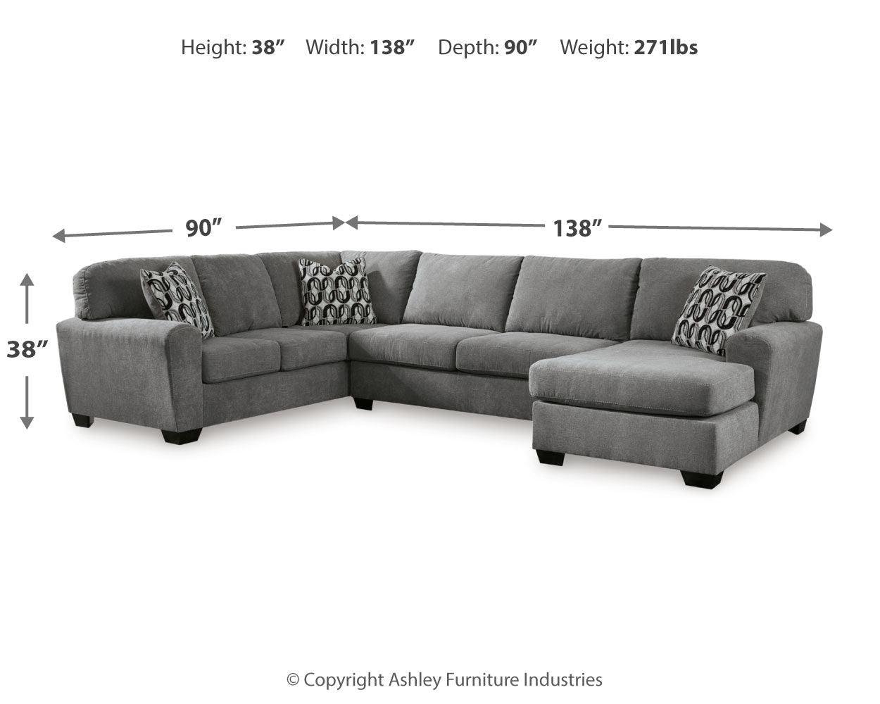 Birkdale Court Gray Chenille 3-Piece Sectional with Chaise