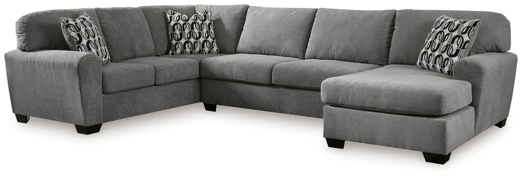 Birkdale Court Gray Chenille 3-Piece Sectional with Chaise