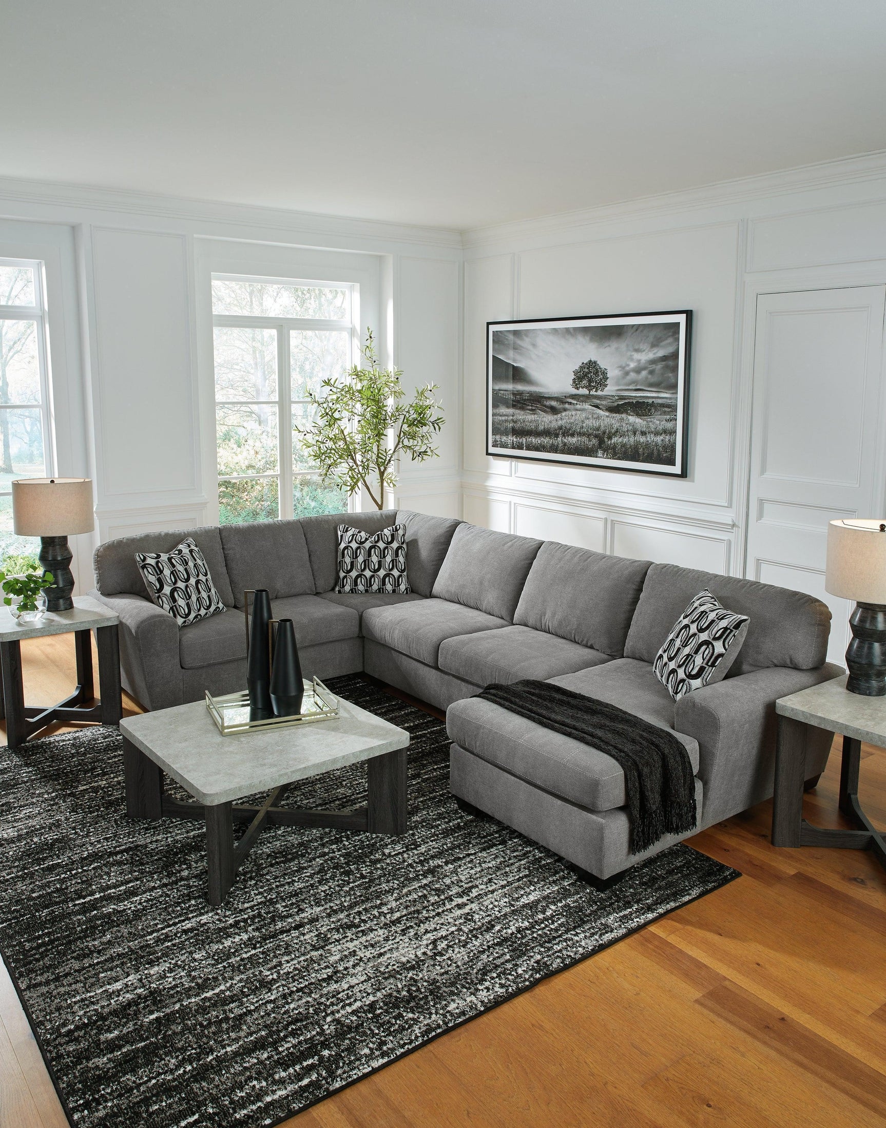 Birkdale Court Gray Chenille 3-Piece Sectional with Chaise