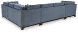 Maxon Place Navy Chenille 3-Piece Sectional with Chaise