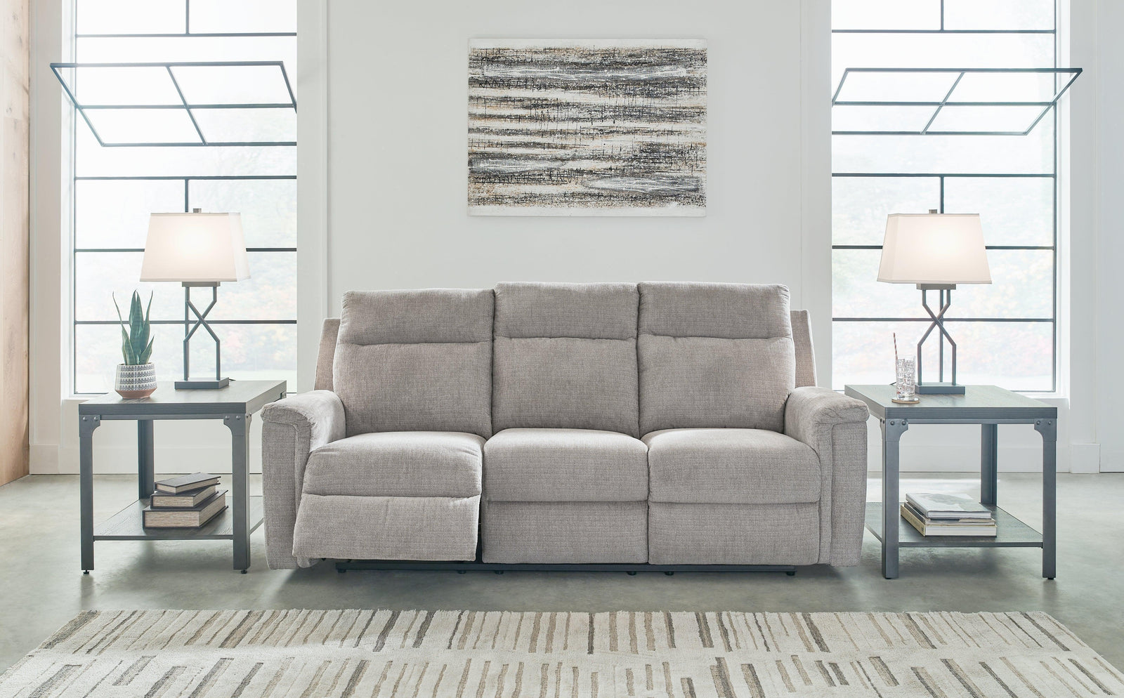 Barnsana Ash Chenille Power Reclining Sofa
