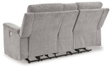 Barnsana Ash Chenille Power Reclining Loveseat with Console