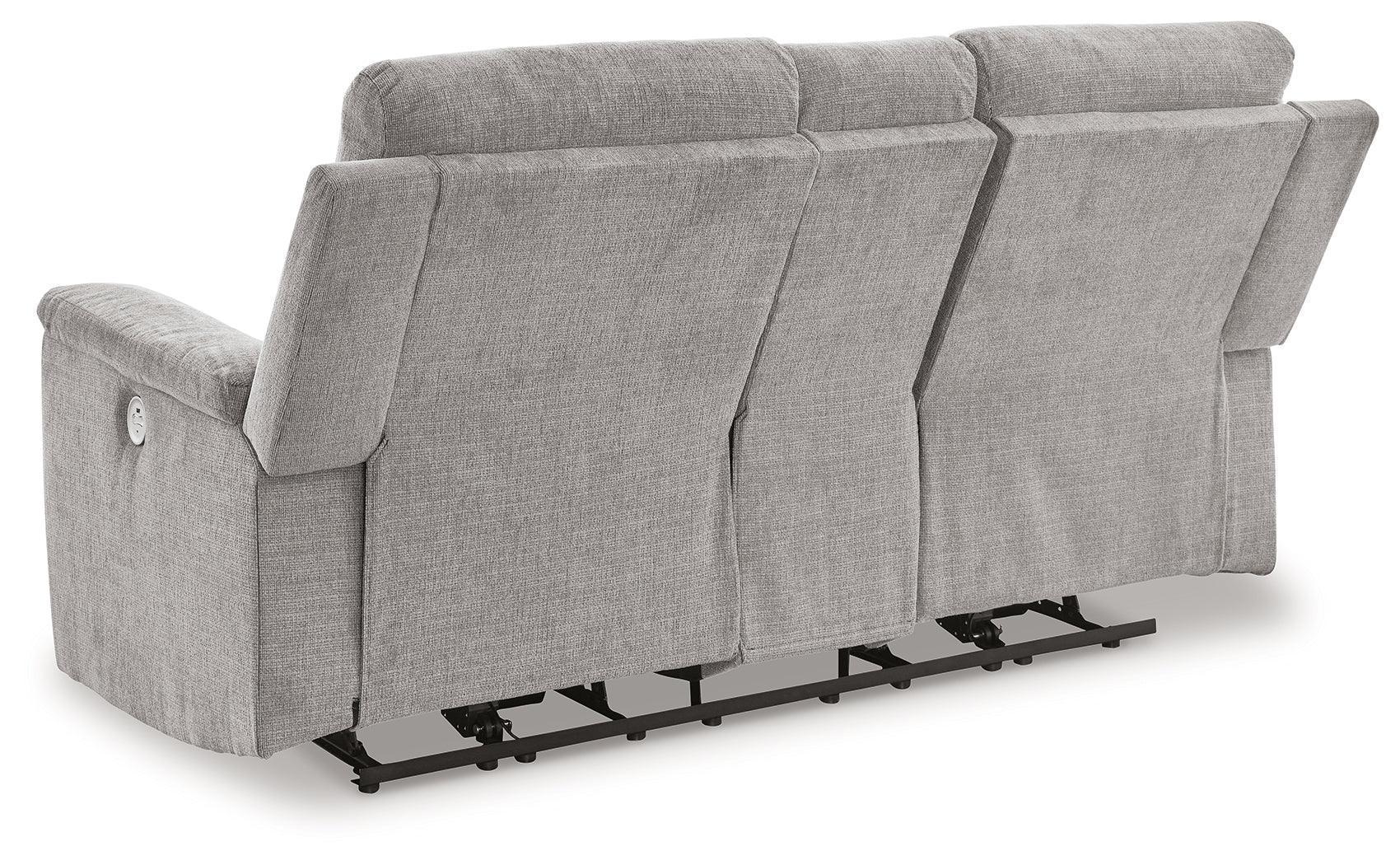 Barnsana Ash Chenille Power Reclining Loveseat with Console