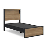 Kozmour Black/Brown Twin Bookcase Complete Bed Frame — angled view