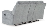 Buntington Pewter Chenille Reclining Loveseat with Console